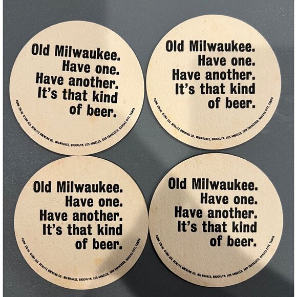 Vintage Old Milwaukee America's Light Beer Cardboard Beer Coasters Set of 4 1964 - Picture 4 of 6